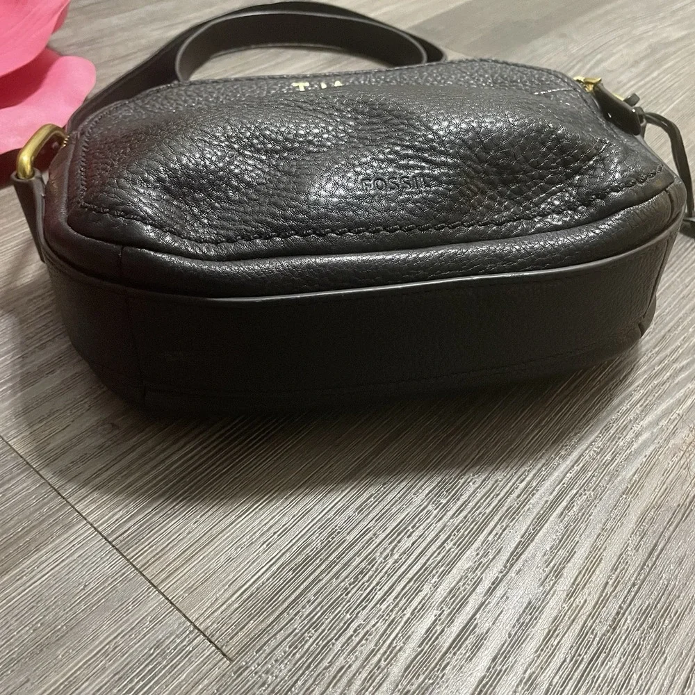 FOSSIL Elle Cheetah Camera‎ Crossbody Bag Cowhide Calf Hair Leather Monogram